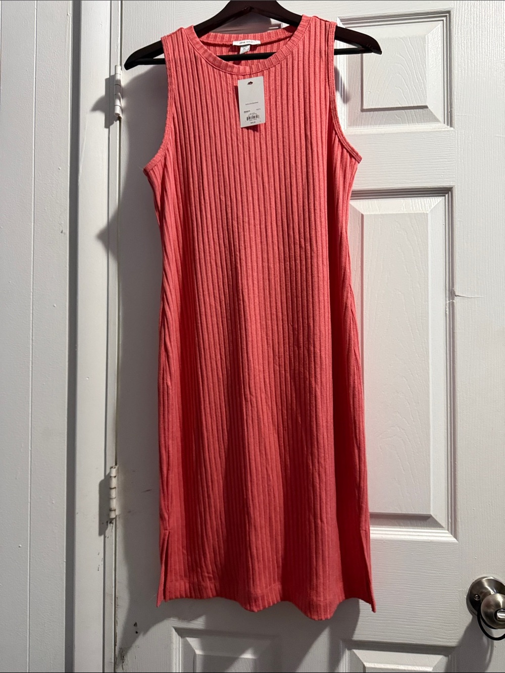 Nine West Sleeveless Ribbed Midi Dress in Coral